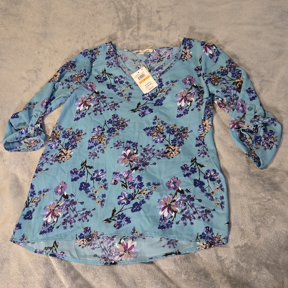 Hippie Rose Blue Floral Blouse